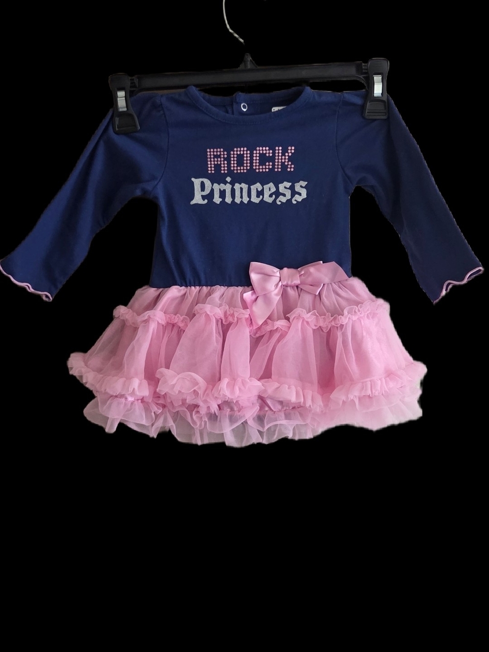 Baby Glam Rock Princess Navy and Pink Tutu Dress Onsie 9mo